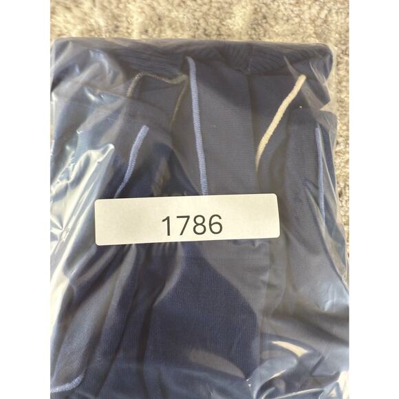 By Artisan Size L Fit Flared Knee Length Dress Navy Sleeveless Striped Casual - Picture 7 of 7